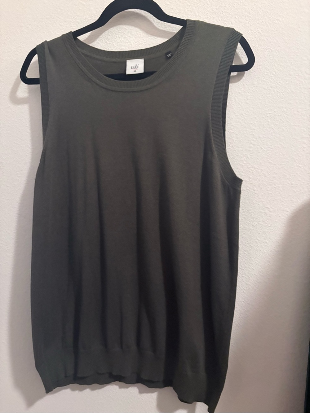 CAbi Olive Green Sleeveless Knit Tank